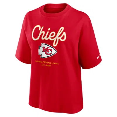 Nike Kansas City Chiefs Essential Script Boxy  Women's Nfl T-shirt In Red