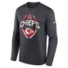 Nike Anthracite Kansas City Chiefs Primetime Legend Icon Performance Long Sleeve T-shirt In Gray