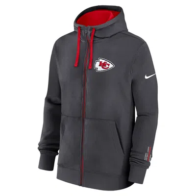 Nike Kansas City Chiefs Playbook Page Club  Men's Nfl Full-zip Hoodie In Gray