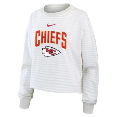 Nike Kansas City Chiefs Primetime  Women's Cropped Long-sleeve T-shirt In White