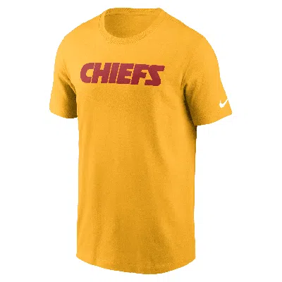 Nike Kansas City Chiefs Primetime Wordmark Essential  Men's Nfl T-shirt In Yellow