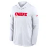 Nike White Kansas City Chiefs Sideline Pure Fury Performance Long Sleeve Hoodie T-shirt In White