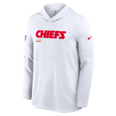 Nike White Kansas City Chiefs Sideline Pure Fury Performance Long Sleeve Hoodie T-shirt
