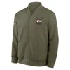 Nike Olive Philadelphia Eagles 2025 Salute To Service Sideline Full-zip Bomber Jacket In Green