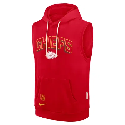Nike Kansas City Chiefs Sideline  Men's Dri-fit Nfl Sleeveless Pullover Hoodie