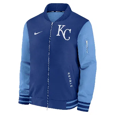 Nike Kansas City Royals Authentic Collection Dugout  Men's Mlb Full-zip Bomber Jacket In Blue