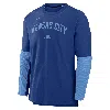 Nike Kansas City Royals Authentic Collection Player  Men's Dri-fit Mlb Pullover Sweatshirt In Blue