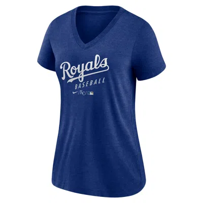 Nike Kansas City Royals Authentic Collection  Women's Mlb V-neck T-shirt In Blue