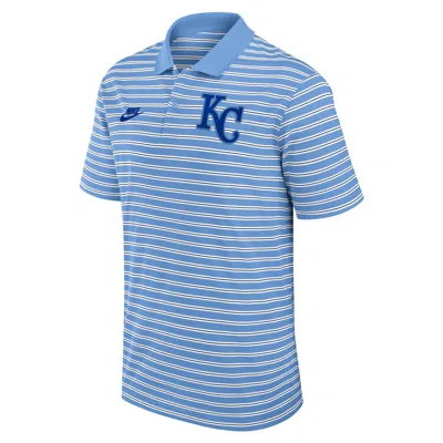 Nike Kansas City Royals Cooperstown Striped Victory  Men's Dri-fit Mlb Polo In Blue