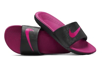 Pre-owned Nike Kawa Slide Black Vivid Pink (gs) In Black/vivid Pink