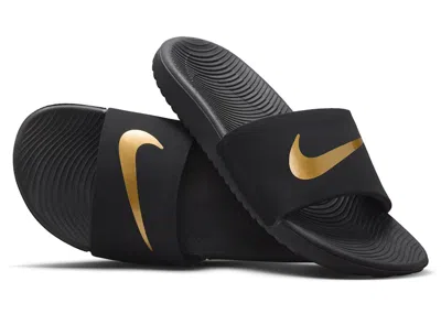 Pre-owned Nike Kawa Slide Sneakers In Black/metallic Gold In Multi