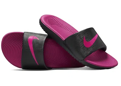 Pre-owned Nike Kawa Slide Sneakers In Black/vivid Pink