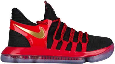 Pre-owned Nike Kd 10 Bred Sneakers In Black/metallic Gold/university Red