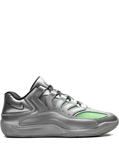NIKE KD 18 EYBL "METALLIC SILVER/GREEN STRIKE/DARK SMOKE GREY" SNEAKERS