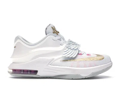 Pre-owned Nike Kd 7 Aunt Pearl Sneakers In White/metallic Gold/pink