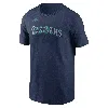 Nike Seattle Mariners Men's Swoosh Wordmark T-shirt In Blue