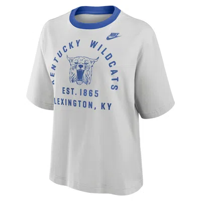 Nike Kentucky Legacy Arch Script Boxy  Women's College T-shirt In Gray