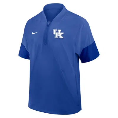 Nike Kentucky Sideline Coach  Men's College 1/2-zip Short-sleeve Hooded Jacket In Blue