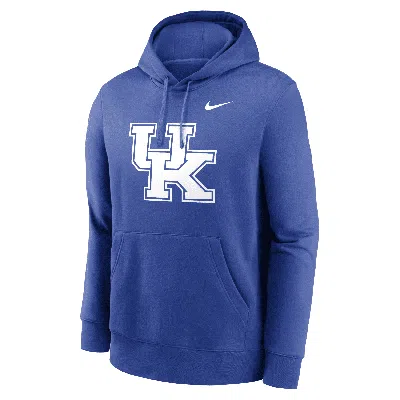 Nike Kentucky Wildcats Primetime Evergreen Club Primary Logo  Men's College Pullover Hoodie In Blue