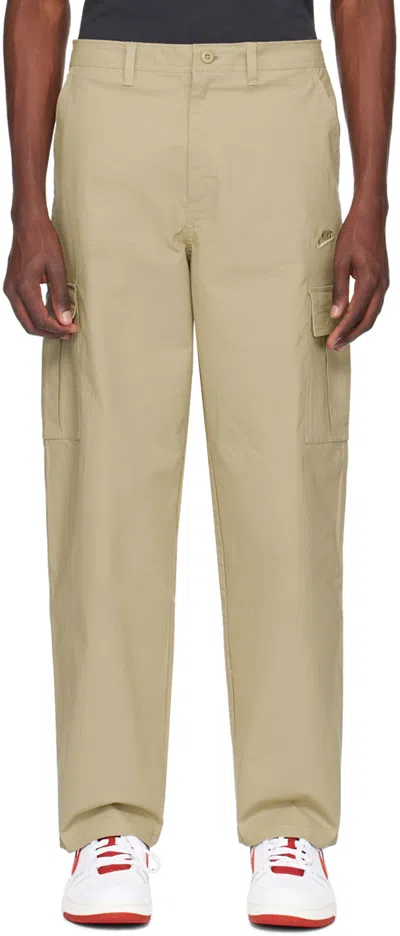 Nike Khaki Embroidered Cargo Pants In Khaki/khaki