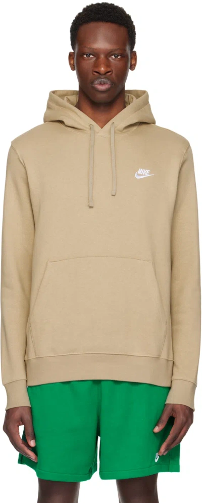 Nike Khaki Embroidered Hoodie In Khaki/khaki/white