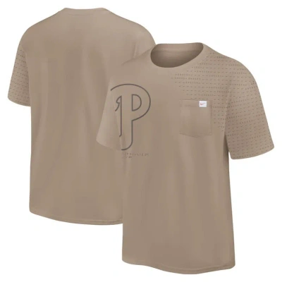 Nike Khaki Philadelphia Phillies Statement Max90 Pocket T-shirt In Brown