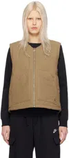 Nike Khaki Quilted Vest In Brown Kelp