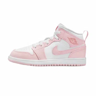 Nike Kid's Jordan 1 Mid Sneakers In Pink Foam/white-fire Red In Multi