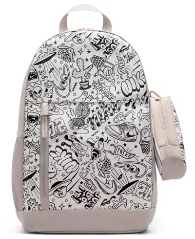 Nike Kids' 20l Two-way Zipper Backpack With Pencil Case In Moon Particle,white