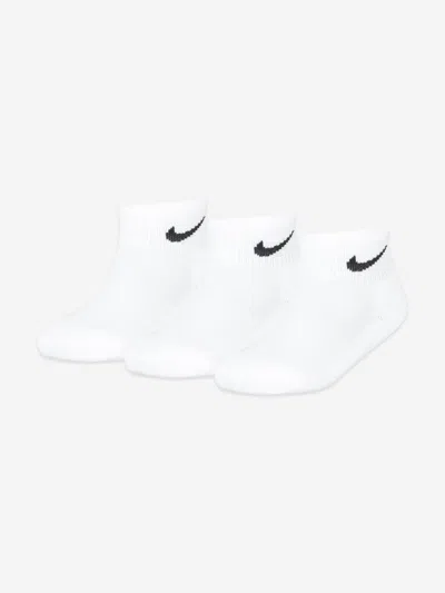 Nike Kids 3 Pack Basic Quarter Socks Set In White