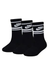 Nike Kids' 3-pack Futura Cushioned Crew Socks In Black