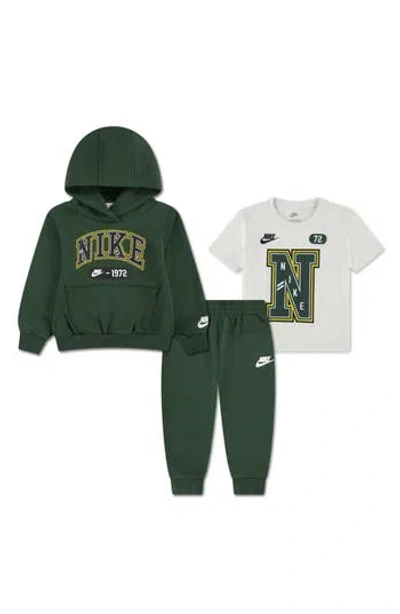 Nike Kids' 3-piece Hoodie, Graphic Tee & Jogger Pants Set In Green