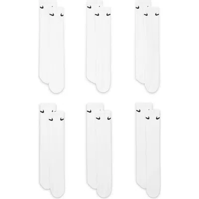 Nike Kids' 6-pack Everyday Cushioned Training Crew Socks In 100 White/black