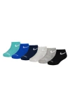 Nike Kids' 6-pack Performance Quarter Socks In Green Frost