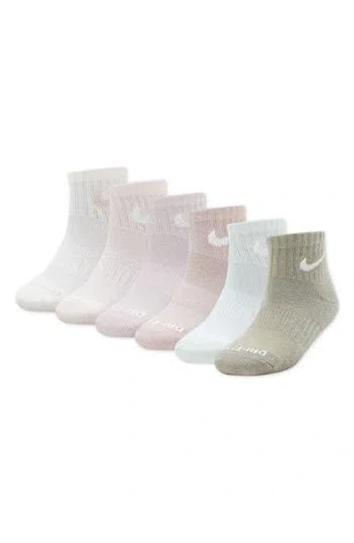 Nike Kids' 6-pack Performance Quarter Socks In Multi
