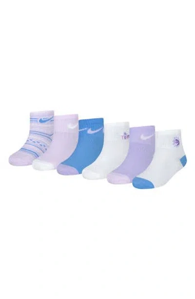 Nike Kids' 6-pack Sunny Swoosh Quarter Ankle Socks In Multi