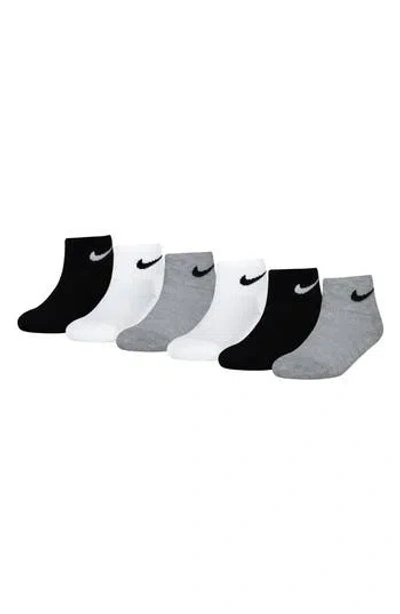 Nike Kids' 6-pack Swoosh Cushioned Ankle Socks In White D/ G Heather