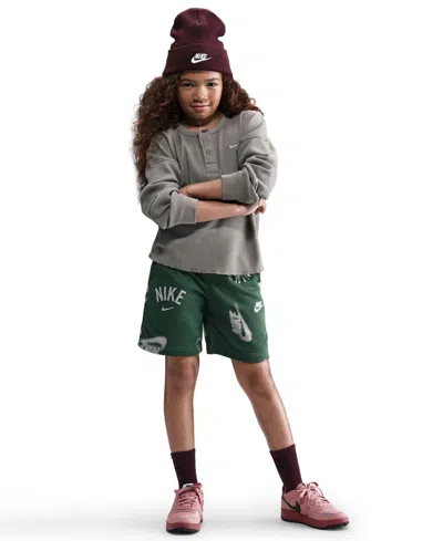Nike Kids 7-20 Sportswear Club French Terry Shorts In Green
