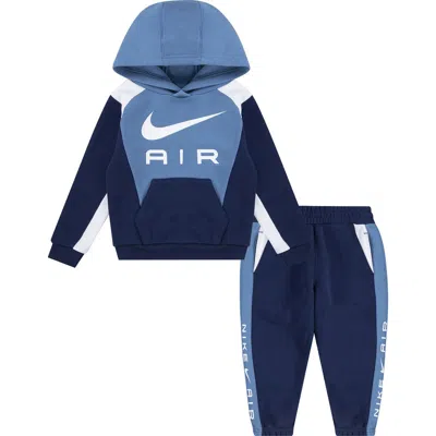 Nike Kids' Air Fleece Pullover Hoodie & Joggers Set In Blue