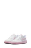 Nike Kids White Air Force 1 Big Kids Sneakers In White/pink/soft Pink
