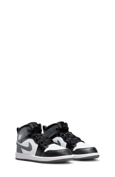 Nike Big Kids Black & Silver Air Jordan 1 Mid Se Sneakers In Black/iron Grey/white