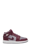 Nike Kids' Air Jordan 1 Mid Sneaker In Cherrywood Red/white