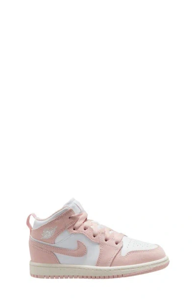 Nike Kids' Air Jordan 1 Mid Sneaker In White/ Legend Pink/ Sail