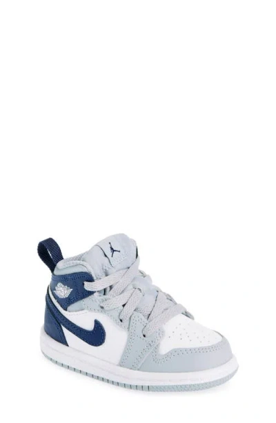 Nike Kids' Air Jordan 1 Mid Sneaker In White/midnight Navy/grey