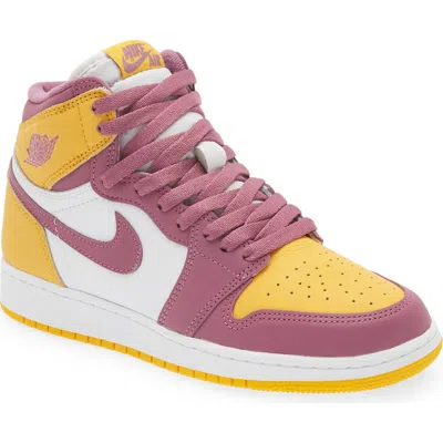 Nike Kids' Air Jordan 1 Retro High Og Basketball Sneaker In Gold/bordeaux/white