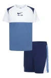 Nike Kids' Air Logo T-shirt & Fleece Shorts Set In Midnight Navy