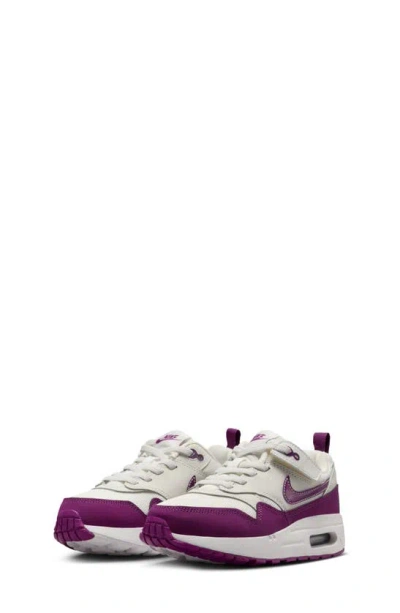 Nike Kids' Baby White & Purple Air Max 1 Easyon Sneakers In White/violet