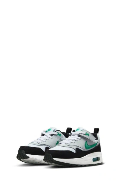 Nike Kids' Air Max 1 Easyon Trainer In White/ Green/ Platinum/ Black
