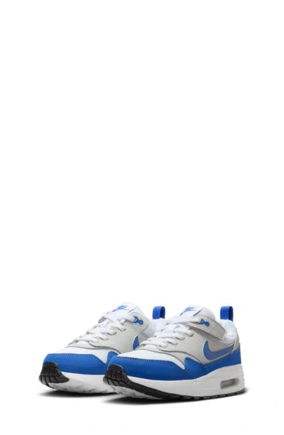 Nike Kids' Air Max 1 Easyon Sneaker In White/game Royal/neutral Grey/black