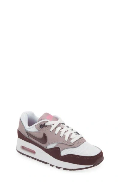 Nike Kids' Air Max 1 Sneaker In White/burgundy/violet Ore